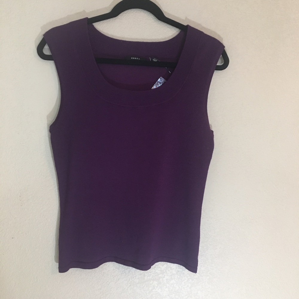 Mosca nwot eggplant color sleeveless blouse knit